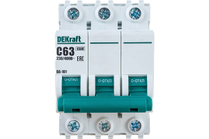 Автоматический выключатель 3Р 63А х-ка C ВА-101 4,5кА Dekraft (4)