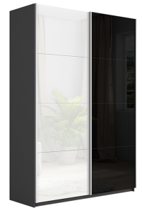 Шкаф-купе 2-х дверный Траст (1400х570х2300)+двери(Серый диамант)+стекло