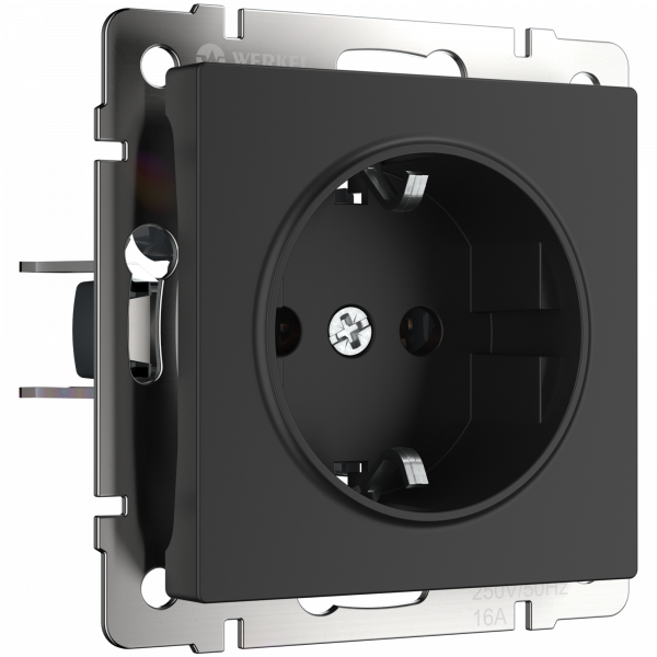 Черный матовый Розетка Скрытой установки 1 местная С заземлением  W1171008 Werkel (10)