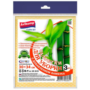 Салфетки для уборки с доб. бамбука, Clein Set 30х34см, 3шт.*50