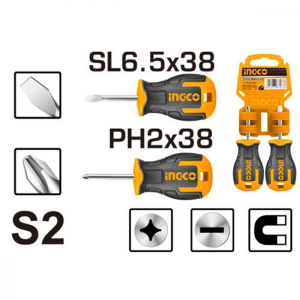 Набор отвeрток 2 шт (PH2*6*38. SL6,5*6*38) INGCO HKSDS2228 INDUSTRIAL (1)