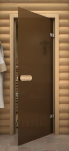 Дверь банная термостекло 6 мм Бронза мат 1900*700*70 (полотно+короб+петли+ручка)