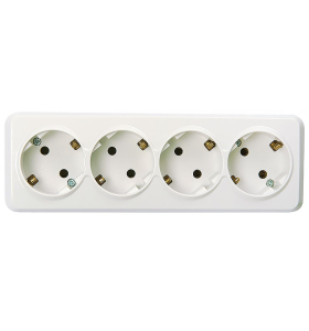 Розетка Белый 4-х местная открытой установки с заземлением  Юпитер Smartbuy (6шт)
