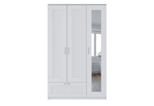 Шкаф комбинированный  СИРИУС  "3 двери и 1 ящик белый RU"