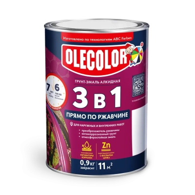 Грунт-эмаль по ржавчине Коричневый Профи 0,9 кг Olecolor Глянц. купить в интернет магазине Вегос-М в Улан-Удэ