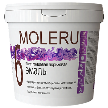 Эмаль акриловая Moleru 6 Белый Полуглянцевая 1 кг(6)
