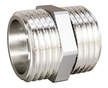 Ниппель прямой LD Pride (1 1/4") НР/НР латунь никель (32)