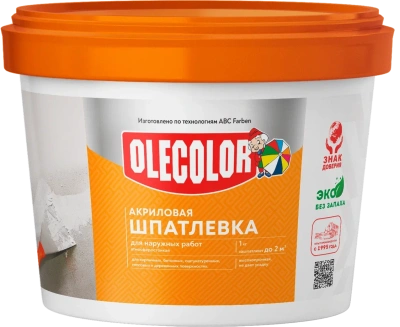 Шпатлевка акриловая для наружных работ 0,9кг Олеколор купить в интернет магазине Вегос-М в Улан-Удэ