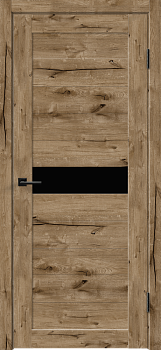 Дверь Линия 10 Канадский дуб/Лакобель черное ПО 700