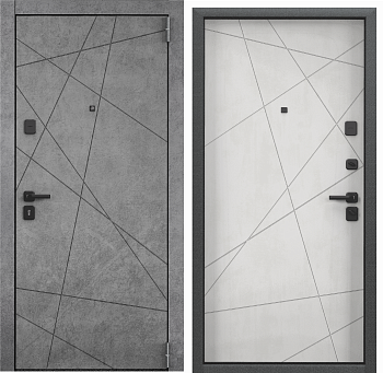 Дверь метал S. OMEGA PRO РР Т-сер букле графит OP-L4 Бетон т-серый/Бетон известковый 880 R